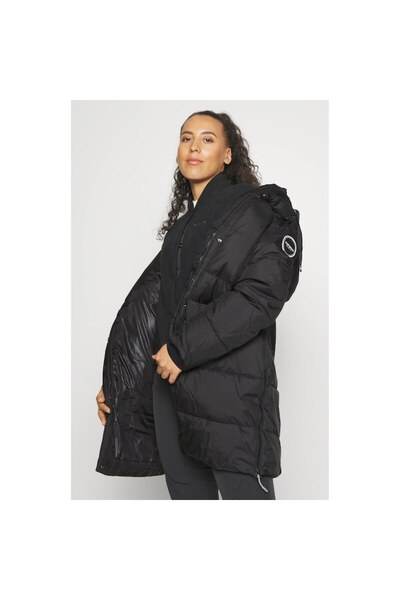 Icepeak Long Jacket with Hood and Double Collar, Artern, Women, Black, Size 42
