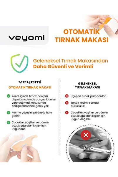Veyomi W-201D 3 in 1 - Otomatik Şarjlı Tırnak Makası ve Manikür Cihazı Elektrikli Tırnak Makası