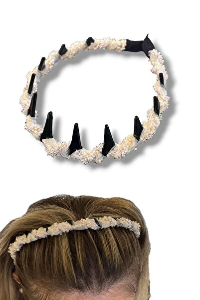 TAKIŞTIR Powder Color Bead Detailed Scalloped Crown