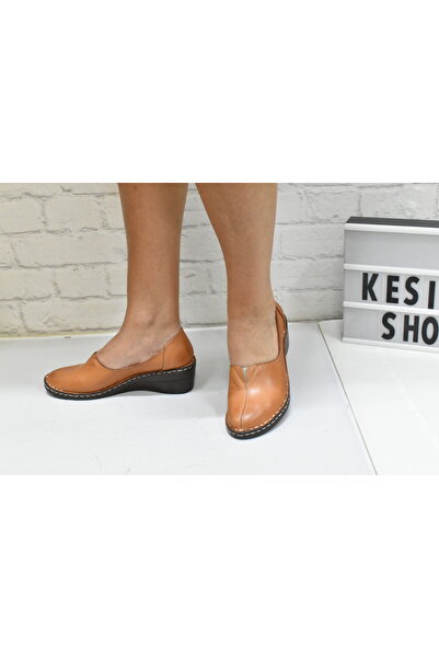 Kesim Shoes حذاء باليرينا نسائي من الجلد الطبيعي بنعل ناعم