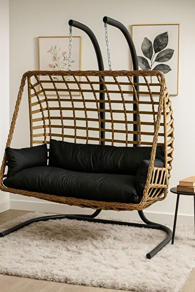 JoyMassa İKİ KİŞİLİK RATTAN BAHÇE SALINCAĞI