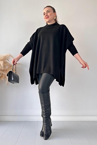 MaziButik Πλεκτά Poncho Black
