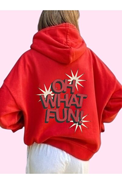 ArtYus Unisex Oh What Fun Colorful Custom Printed Cotton Oversize Hooded Sweatshirt
