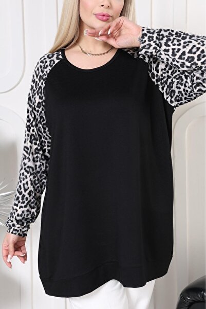 EMEZ Blouse with Leopard Print Sleeves
