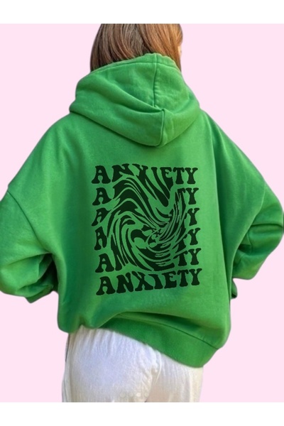 ArtYus Unisex Anxiety Colorful Custom Printed Cotton Oversize Hooded Sweatshirt