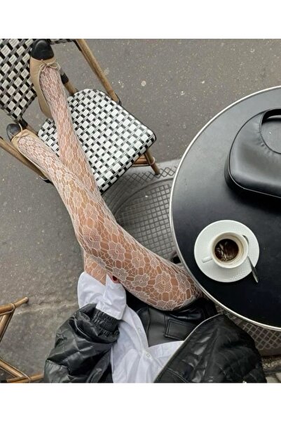 MATHILDA Γυναικείο καλσόν Lolita με μοτίβο λουλουδιών δαντέλας