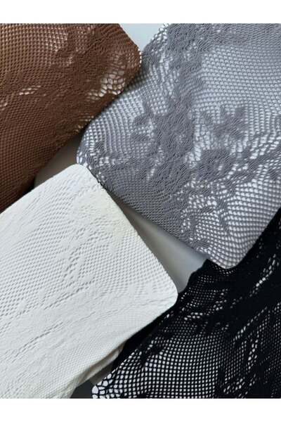 MATHILDA Γυναικείο καλσόν με γκρι λουλουδάτο σχέδιο