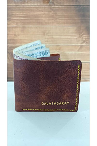 cgderi Kişiye Özel Hakiki Deri El Yapımı Cüzdan Galatasaray_
