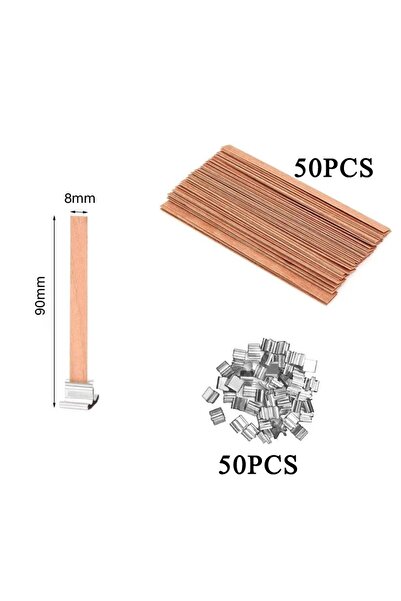 Choice 8 مم × 90 مم - 50 قطعة 100 قطعة فتيل شمعة معطرة شريحة خشبية لصنع شمعة البارافين DIY فتيل فتيل الصويا شريحة خشبية