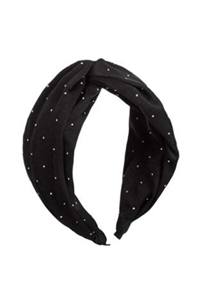 Silver Star Bentiță lată neagră cu noduri și pietre subțiri pentru femei