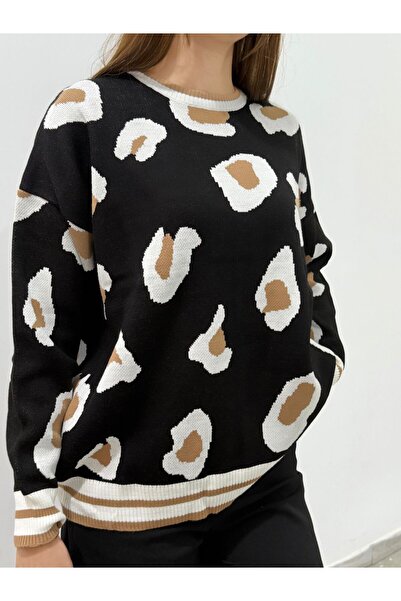 peri tower PRODUS NOU Pulover tricotat oversize cu model leopard 0036