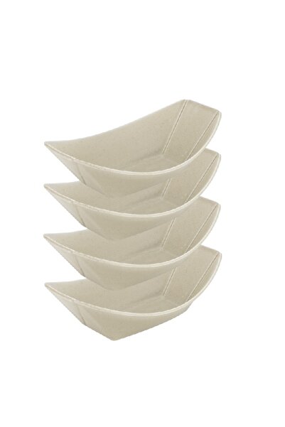 Culinaro Set 4 boluri ceramice tip barca STREET FOOD CREAM , 23,9x13,4xh7cm