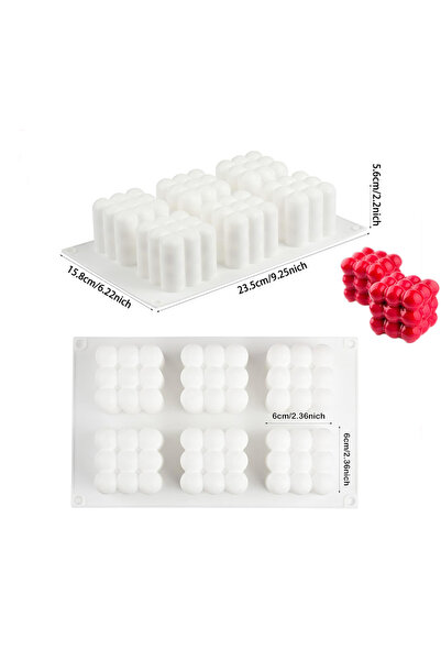 Choice قالب 6 تجويف على شكل كرة فقاعية مكعبة، قالب سيليكون للشموع، قالب راتنج...