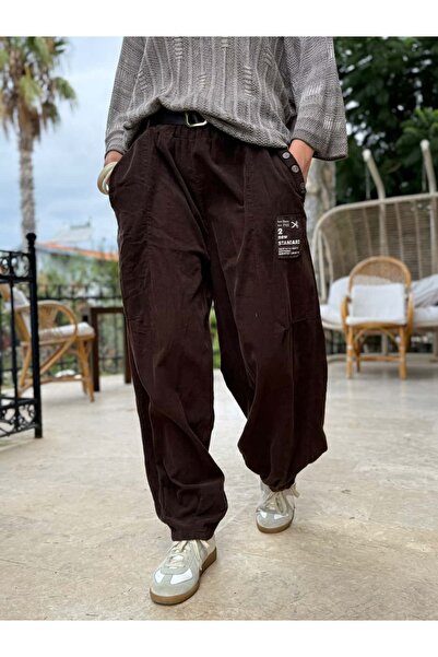 Punta Otantik Ls2203 Italian Belted Velvet Trousers Brown