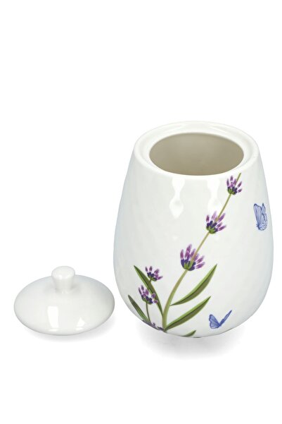 Bien Servi Decorative Storage Jar with Lid and Label, Multicolor, 9.5 x 16 cm, Lavender, 10