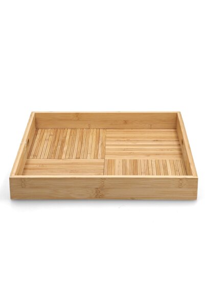 Bien Servi High Quality Square Bamboo Serving Tray in Brown
