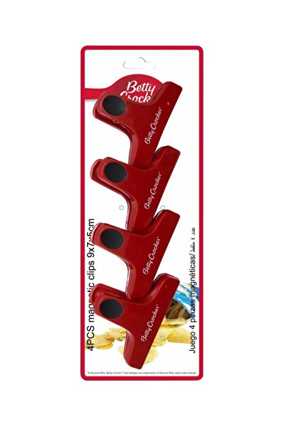 BETTY CROCKER 4-قطعة عالية الجودة البلاستيك سهلة الاستخدام مقاطع المطبخ المغناطيسي الأحمر