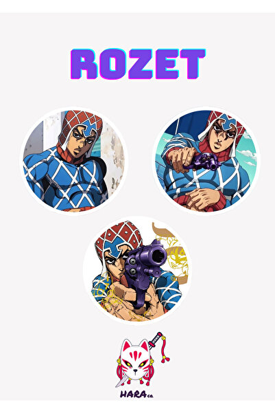 Hara Company Jojo Animesi Guido Mista Anime Rozet Seti 3’lü