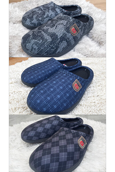 GEZER Erkek Ev Halı Terliği .Misafir Terliği Yumuşak Taban 3 Lü Set .3 LÜ SET KIŞLIK ERKEK EV TERLİK