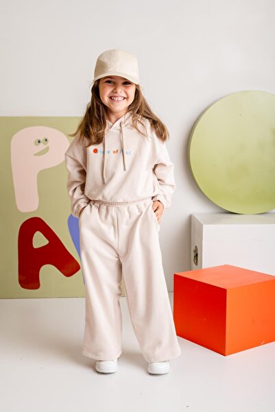 Zeyland Kız Çocuk Düz Paça Fırçalı Tek Alt - Krem