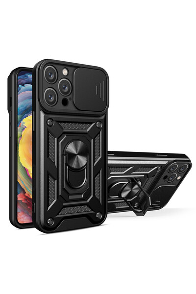 Optim Solution Husa Shutter Spate Armor Ring Lens Cover pentru Apple iPhone 1...