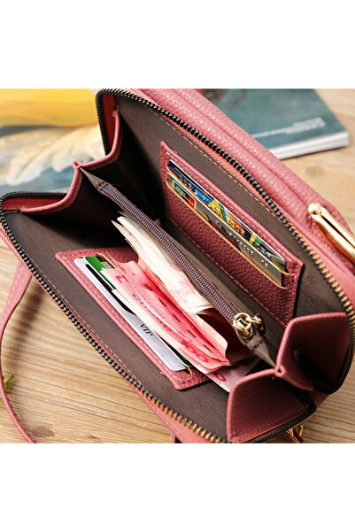 Optim Solution Universal 2 in 1 Case Compatible with TCL, Elegant, Phone Bag, Zipper Pocket, Cherry