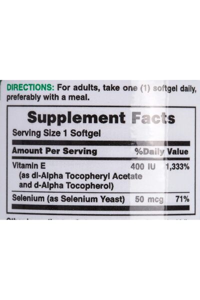 Nature's Bounty Vitamin E-400 IU W/Selenium, 50 Mcg