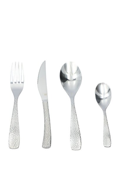 Amefa Amefa 24-Piece Hammered Decorative Cutlery Set, Silver