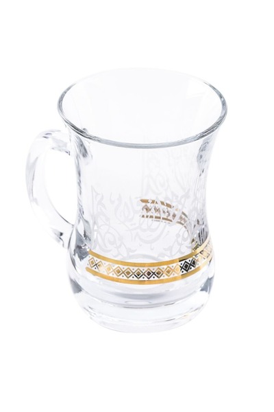 Dimlaj Hello 2-Piece Clear and Gold Glass Mug Set