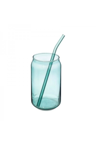 Secret de Gourmet Pahar din sticlă borosilicată cu pai pentru băuturi, Retro ...