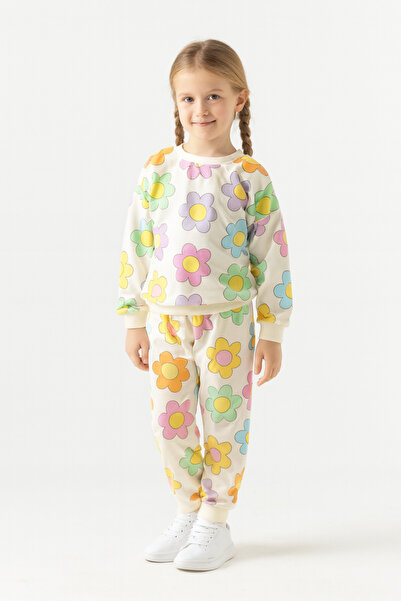 minikiss 3 Pcs Seasonal Printed Top and Bottom Girls' Two-Piece Set Comfortable and Flexible Fabric