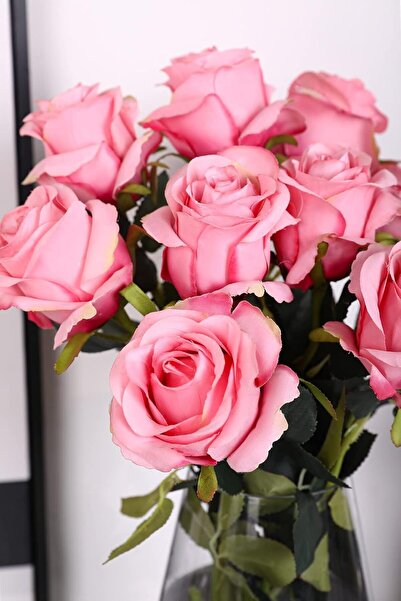 Emoda home Trove ALAYRA ١٠ قطع من الورود الصناعية الحريرية ذات اللون الوردي ا...