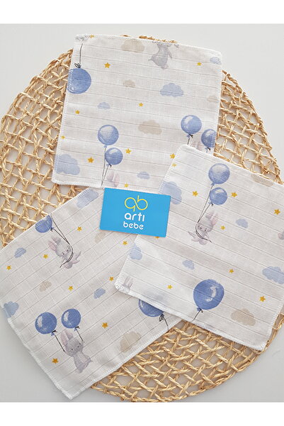 artıbebe Balloon Rabbit 7-Pack Muslin Mouth Cloth 100% Cotton Soft Absorbent | Newborn Mouth Wipes