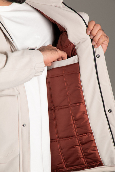 ZEKİ ÖZER Men's Stone Hooded Puffer Jacket