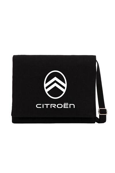 CrowsGate Geantă Messenger din pânză neagră cu logo Citroen Text