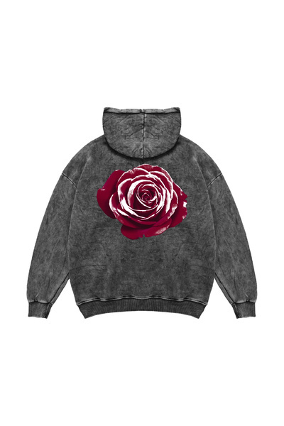 Sekizbiraltı Hanorac negru lavabil unisex cu imprimeu Alert Rose