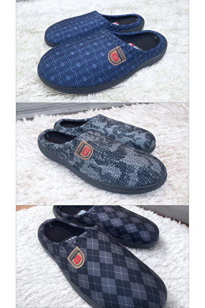 GEZER Erkek Ev Halı Terliği .Misafir Terliği Yumuşak Taban 3 Lü Set .3 LÜ SET KIŞLIK ERKEK EV TERLİK