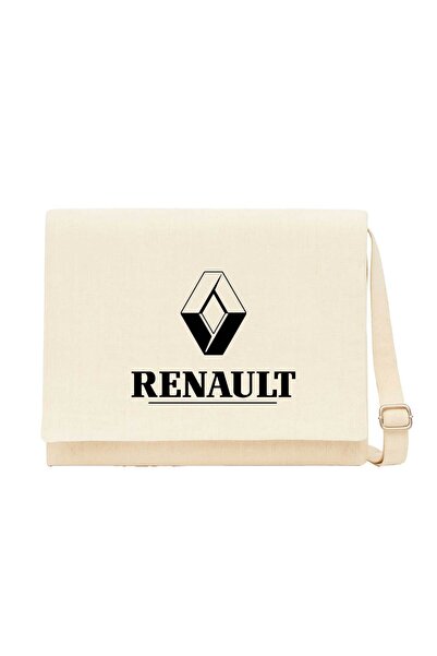 CrowsGate Geantă Messenger din pânză crem cu logo Renault Classic