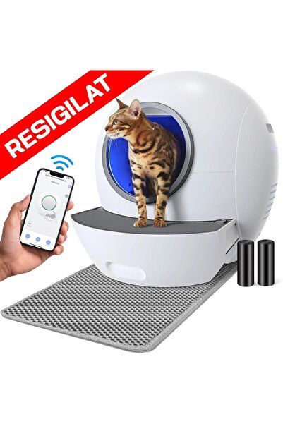 Fish & Paws Litiera automata smart pentru pisici, toaleta inteligenta cu functii de auto-curatare, RESIGILAT