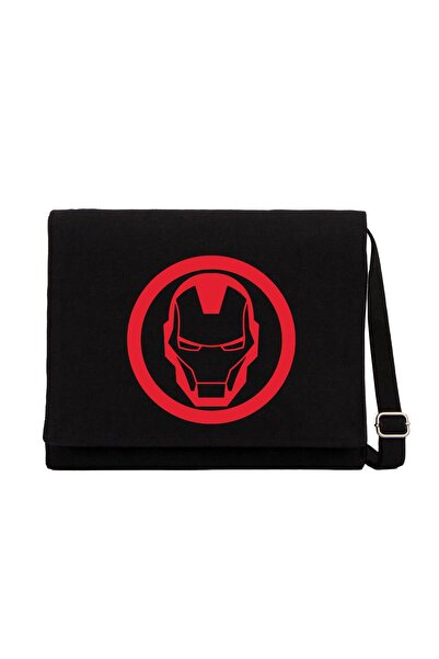 CrowsGate Geantă Messenger din pânză neagră cu logo Iron Man Invincible