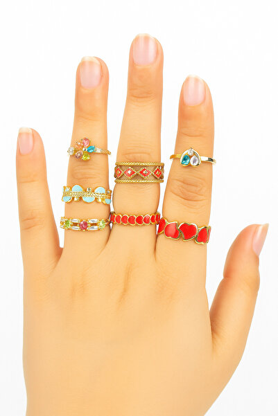 DenEs Life مجموعة من 7 خواتم متنوعة