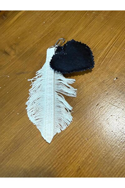 Dema Handcrafted Heart Leaf Detailed Denim Bag Charm