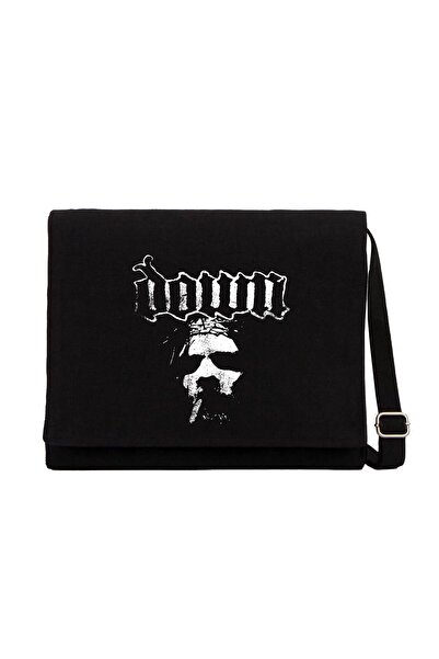 CrowsGate Geantă Messenger din pânză neagră Down Jesus Face