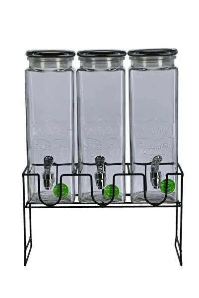 Circleware Contemporary Yorkshire Glass Triple Dispensers with Clear Stand, 6.9L
