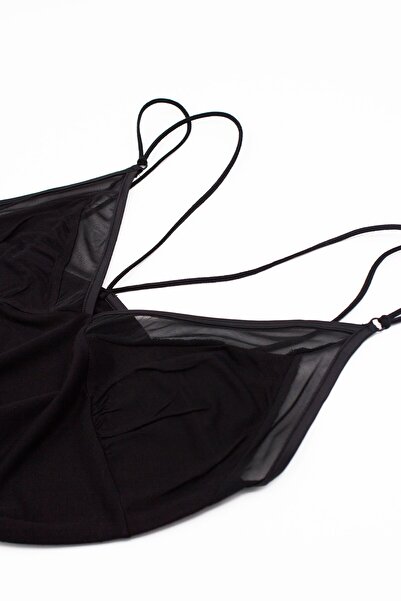 Öts Γυναικείο μπλουζάκι με λουράκια από τούλι με λεπτομέρεια στην πλάτη (90% βισκόζη - 10% ελαστάνη)