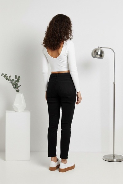 SHEVEGA Women's Black Leg Cross-Stone Mom Pants