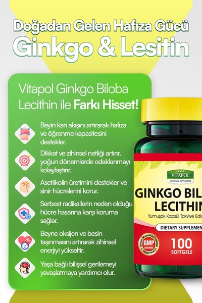 Vitapol Ginkgo Biloba Lecithin 100 Kapsül