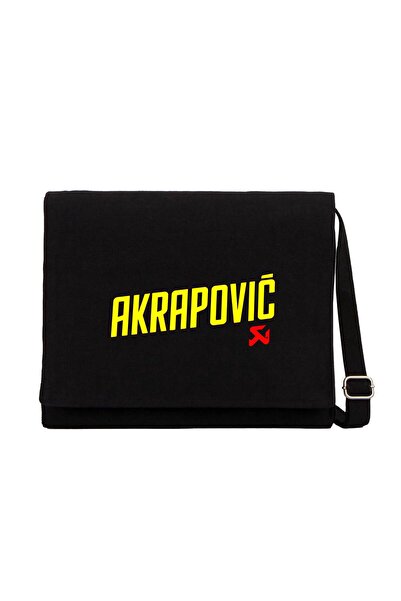 CrowsGate Geantă Messenger din pânză neagră cu logo Akrapovic