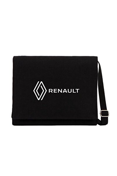 CrowsGate Geantă Messenger din pânză neagră cu textul logo-ului Renault