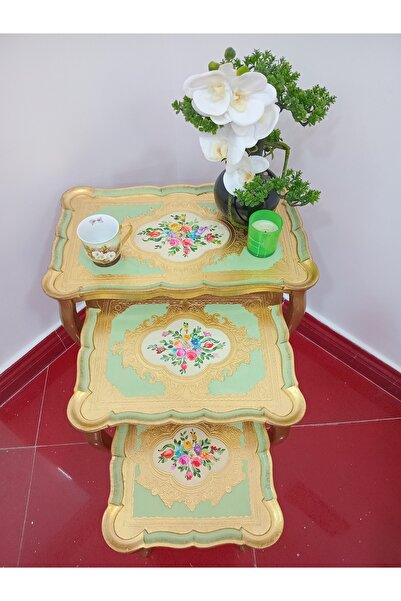 L&M FLORENCE ART طقم طاولة تريس خشبي إيطالي من L&M Fatin Sage